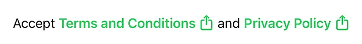 SwiftUI text where linked words and inline icons are all green.